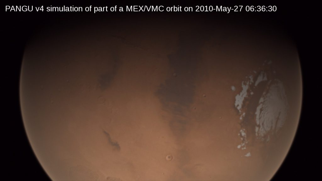 PANGU v4 simulation of part of a MEX/VMC orbit on 2010-May-27